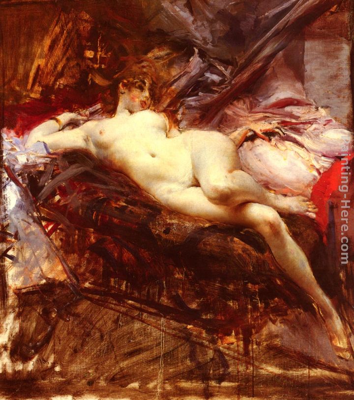 Reclining Nude painting - Giovanni Boldini Reclining Nude art painting